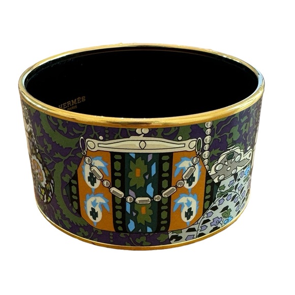 Hermes Bangle Bracelet - Coin Purse Printed Enamel w/ Gold Plating, Collectible - Picture 4 of 11